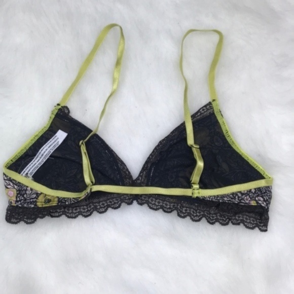 Free People Black Lime Floral Kiss Soft Bra Small - Picture 4 of 5